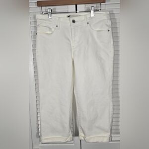 Levi's White Roll Up Cuff 5 Pocket Zip Fly Button Closure Stretch Capri Jeans 6